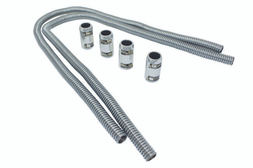 Radiator Hose Kit - 44 in Long - Polished End Caps - Stainless - Chrome - Kit