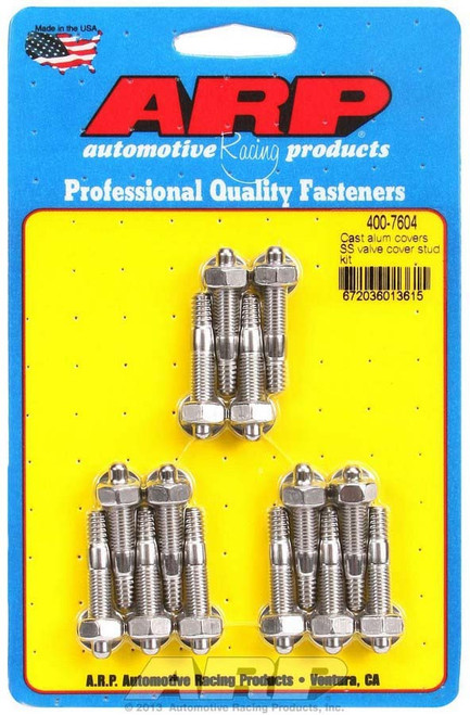 Valve Cover Fastener - Stud - 1/4-20 in Thread - 1.500 in Long - Hex Nuts - Stainless - Polished - Set of 14 Valve Cover Fastener - Stud - 1/4-20 in Thread - 1.500 in Long - Hex Nuts - Stainless - Polished - Set of 14