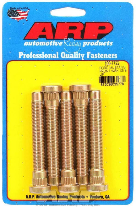 Wheel Stud - 1/2-20 in Thread - 3.315 in Long - 0.550 in Knurl - Chromoly - Cadmium - Mustang Front - Set of 5