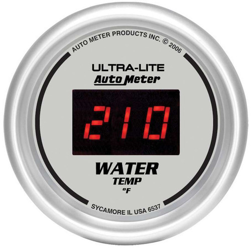 Water Temperature Gauge - Ultra-Lite - 0-300 Degree F - Electric - Digital - 2-1/16 in Diameter - Black Face - Each