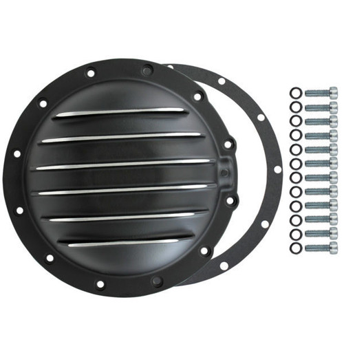 Differential Cover - Aluminum - Black Powder Coat / Machined Fins - Jeep 12 Bolt - Jeep AMC - Each