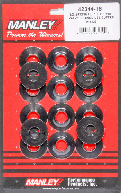 Valve Spring Locator - Inside - 0.035 in Thick - 1.535 in OD - 0.635 in ID - 1.550 in Spring OD - Steel - Black Oxide - Set of 16