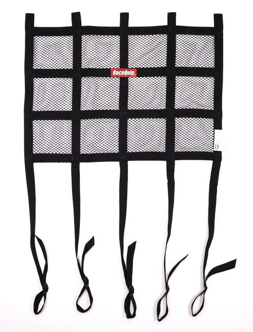 Window Net - 822 Series - SFI 27.1 - 1 in Webbing - Mesh - 18 in Square - Extended Bottom Strap - Black - Each