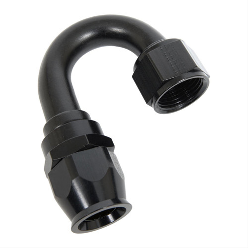 Fitting - Hose End - Real Street - PTFE Hose - 180 Degree - 12 AN Hose to 12 AN Female - Aluminum - Black Anodized - Each