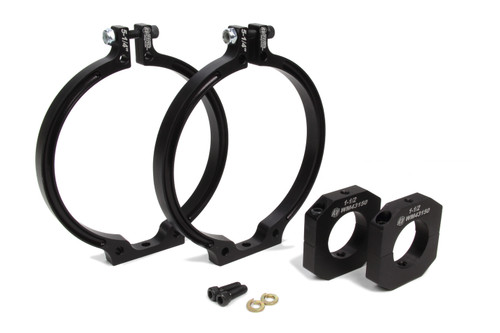 Fire Suppression Mount - Clamp-On - 1-1/2 in Tubing - 5-1/4 in Fire Bottle - Aluminum - Black Anodized - Pair