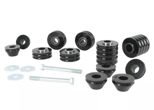 Body Mount Bushing - Radiator Support Bushings Included - Polyurethane / Steel - Black / Zinc Oxide - GM Fullsize Truck 1975-80 - Kit