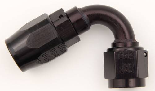Fitting - Hose End - 120 Degree - 10 AN Hose to 10 AN Female - Double Swivel - Aluminum - Black Anodized - Each