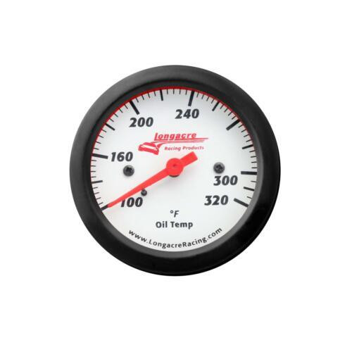 Oil Temperature Gauge - Sportsman Elite - 100-320 Degree F - Mechanical - Analog - Full Sweep - 2-5/8 in Diameter - White Face - Warning Light - Each