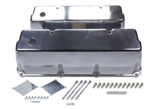 Valve Cover - Tall - Breather Holes - Hardware Included - Aluminum - Polished - Ford Cleveland / Modified - Pair