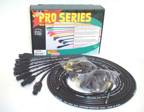 Spark Plug Wire Set - Pro Wire - Spiral Core - 8 mm - Black - Straight Plug Boots - HEI / Socket Style - Cut-To-Fit - V8 - Kit