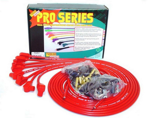 Spark Plug Wire Set - Pro Wire - Spiral Core - 8 mm - Red - 90 Degree Plug Boots - HEI / Socket Style - Cut-To-Fit - V8 - Kit