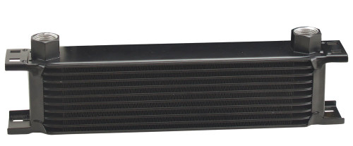 Fluid Cooler - 13 x 3.563 x 2 in - Plate Type - 10 AN Female O-Ring Inlet / Outlet - Aluminum - Black Powder Coat - Universal - Each