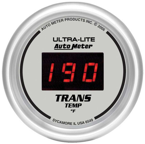 Transmission Temperature Gauge - Ultra-Lite - 0-300 Degree F - Electric - Digital - 2-1/16 in Diameter - Silver Face - Each
