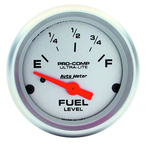 Fuel Level Gauge - Ultra-Lite - 73-10 ohm - Electric - Analog - Short Sweep - 2-1/16 in Diameter - Silver Face - Each