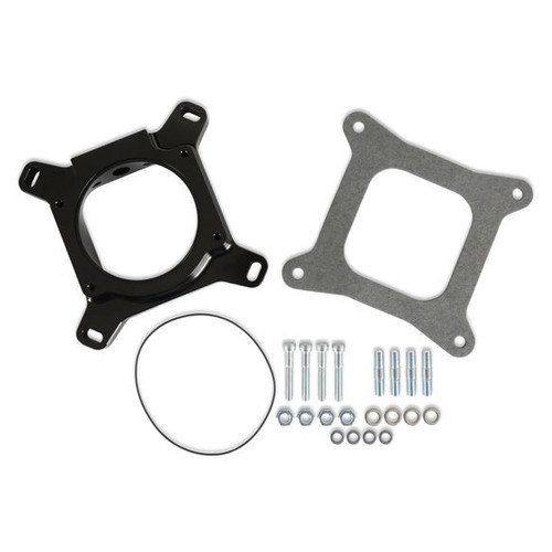 Throttle Body Adapter - 1 in Thick - Gasket / Hardware Included - Aluminum - Black Anodized - Holley 4150 to Drive-By-Wire LS - GM LS-Series - Each Throttle Body Adapter - 1 in Thick - Gasket / Hardware Included - Aluminum - Black Anodized - Holley 4150 to Drive-By-Wire LS - GM LS-Series - Each
