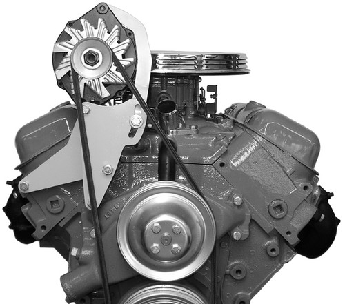 Alternator Bracket - Street Rod - Passenger Side - High Mount - Head / Water Pump Mount - Steel - Natural - Short Water Pump - GM Alternator - Big Block Chevy - Kit