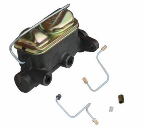 Master Cylinder - 1 in Bore - Dual Integral Reservoir - Iron - Natural - Ford Mustang 1964-66 - Kit