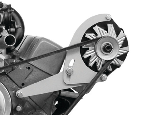 Alternator Bracket - Driver Side - High Mount - Water Pump / Exhaust Mount - Steel - Natural - Short Water Pump - GM Alternator - Small Block Chevy - Kit