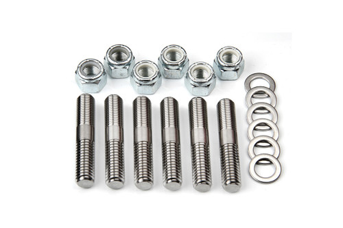 Torque Tube Stud - 3/8-16 in Base Thread - 3/8-24 in Top Thread - 1.875 in Long - Lock Nuts / Washers Included - Titanium - Natural - Set of 6