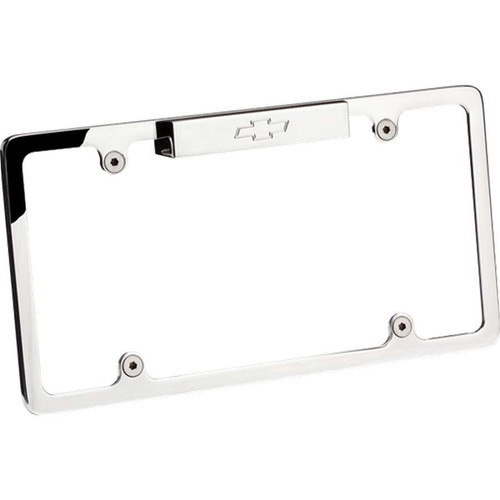 License Plate Frame - 12-5/8 x 6-7/8 in - Stainless Hardware - Engraved Bowtie - Recessed - Lighted - Billet Aluminum - Polished - Each