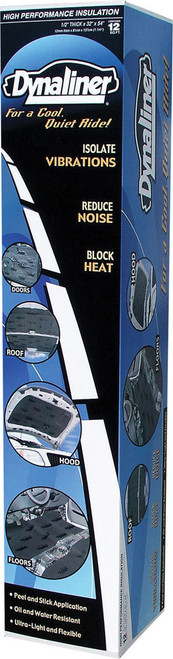 Heat and Sound Barrier - Dynaliner - 32 x 54 in Sheet - 0.500 in Thick - Self Adhesive Backing - Foam - Black - Each