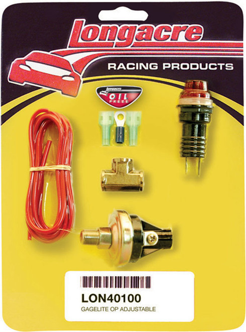 Warning Light - Gagelites - Oil Pressure - 15-50 psi - Adjustable - 1/8 in NPT Male - Light / Sender / Wiring - Red - Kit