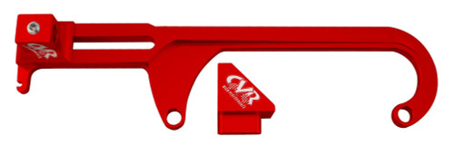 Throttle Cable Bracket - Carb Mount - Aluminum - Red Anodized - GM / Morse Cable - Dominator Flange - Kit