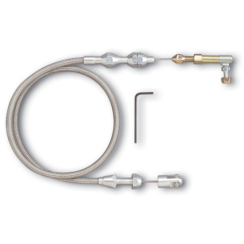 Throttle Cable - Hi-Tech - 2 ft Long - Hardware Included - Braided Stainless - Polished - Ford Modular - Kit