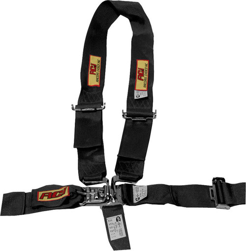 Harness - 5 Point - Latch and Link - SFI 16.1 - Pull Up Adjust - Bolt-On / Wrap Around - U-Type Harness - Black - Kit