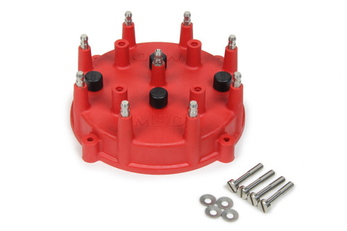 Distributor Cap - Pro-Cap - HEI Style Terminals - Stainless Terminals - Screw Down - Red - Vented - MSD Pro Billet - V8 - Each