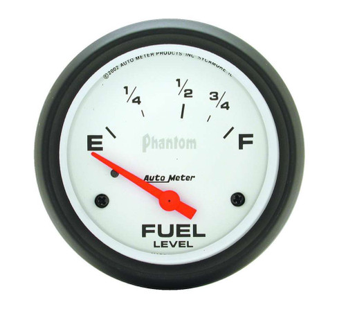 Fuel Level Gauge - Phantom - 73-10 ohm - Electric - Analog - Short Sweep - 2-5/8 in Diameter - White Face - Each