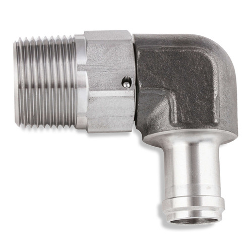 Fitting - Adapter - 90 Degree - 3/4 in NPT Male Swivel to 5/8 in Hose Barb - Stainless - Natural - Each