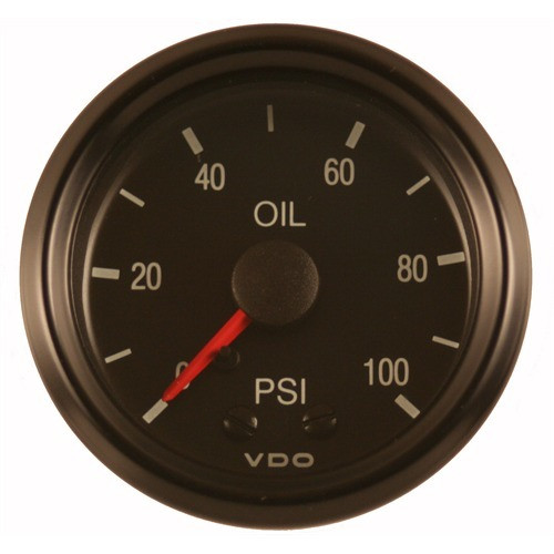 Oil Pressure Gauge - Cockpit - 0-100 psi - Mechanical - Analog - Full Sweep - 2-1/16 in Diameter - Black Face - Each