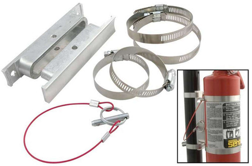 Fire Extinguisher Mount - Clamp-On - Tube Mount - Quick Release - Aluminum / Steel - Natural - 2-1/2 lb Fire Extinguishers - Kit Fire Extinguisher Mount - Clamp-On - Tube Mount - Quick Release - Aluminum / Steel - Natural - 2-1/2 lb Fire Extinguishers - Kit