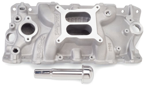 Intake Manifold - Performer EPS - Square Bore - Dual Plane - Aluminum - Natural - Small Block Chevy - Each