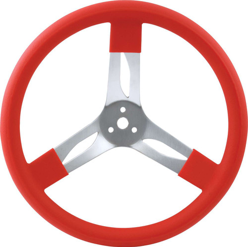 Steering Wheel - 15 in Diameter - 2 in Dish - 3-Spoke - Red Rubberized Grip - Aluminum - Natural - Each Steering Wheel - 15 in Diameter - 2 in Dish - 3-Spoke - Red Rubberized Grip - Aluminum - Natural - Each