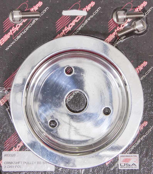 Crankshaft Pulley - V-Belt - 3 Groove - 6.438 in Diameter - Billet Aluminum - Polished - Short Water Pump - Big Block Chevy - Each