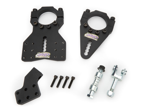 Trailing Arm Bracket - Split - Axle Mount - Clamp-On - Passenger Side - Adjustable - Hardware Included - Steel - Black Powder Coat - Universal - Each Trailing Arm Bracket - Split - Axle Mount - Clamp-On - Passenger Side - Adjustable - Hardware Included - Steel - Black Powder Coat - Universal - Each