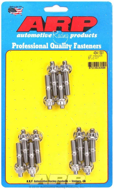 Header Stud - 8 mm x 1.25 Thread - 1.75 in Long - 12 Point Nuts - Stainless - Polished - GM LS-Series - Set of 12 Header Stud - 8 mm x 1.25 Thread - 1.75 in Long - 12 Point Nuts - Stainless - Polished - GM LS-Series - Set of 12
