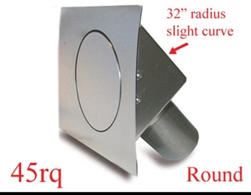 Fuel Door - 3-1/2 in Round Door - 45 Degree Filler Spout - Curved Surface - Steel - Natural - Left Hinge - Universal - Each