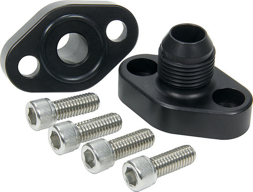 Water Pump Adapter - Standard to Remote - 12 AN Male Ports - Aluminum - Black Anodized - Small Block Chevy - Kit