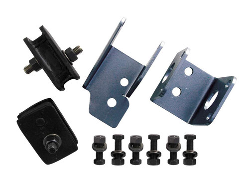 Motor Mount - Bolt-On - Bracket / Hardware / Mount Pads - Steel / Rubber - Black - Mopar A-Body 1967-72 - Kit