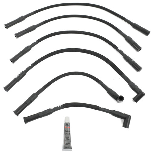 Spark Plug Wire Set - Livewires - Spiral Core - 10 mm - Black - 180 Degree Plug Boots - HEI Style Terminal - Toyota Inline-6 - Kit