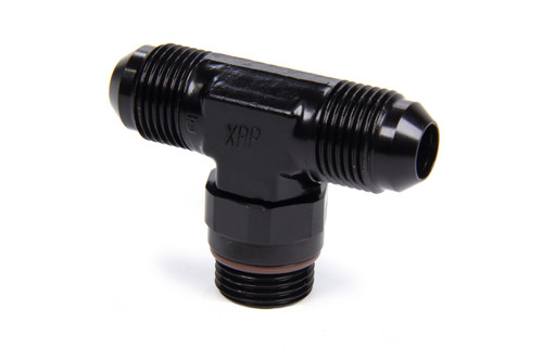 Fitting - Adapter Tee - 8 AN Male x 8 AN Male x 8 AN Male Swivel O-Ring - Aluminum - Black Anodized - Each