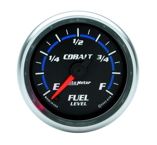 Fuel Level Gauge - Cobalt - 0-280 ohm - Electric - Analog - Full Sweep - 2-1/16 in Diameter - Programmable - Black Face - Each