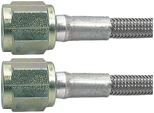 Brake Hose - 120 in Long - 3 AN Hose - 4 AN Straight Female to 4 AN Straight Female - Braided Stainless - PTFE Lined - Each