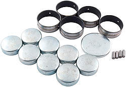 Engine Block Hardware - Iron Ford - Brass Freeze Plugs - Coated Camshaft Bearings - Dowel Pins - Front Cover - Small Block Ford - Kit