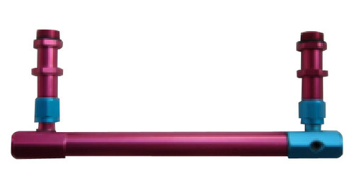 Fuel Log - 3/8 in NPT Female Inlet - 7/8-20 in Male Dual Outlets - Aluminum - Blue / Red Anodized - Holley 4150 Carburetors - Kit