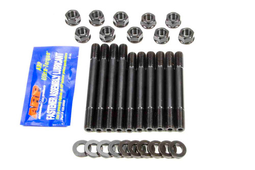 Main Stud Kit - Hex Nuts - 2-Bolt Mains - Chromoly - Black Oxide - Large Journal - Straps - Small Block Chevy - Kit