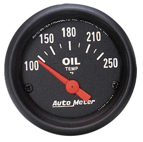 Oil Temperature Gauge - Z-series - 100-250 Degree F - Electric - Analog - Short Sweep - 2-1/16 in Diameter - Black Face - Each
